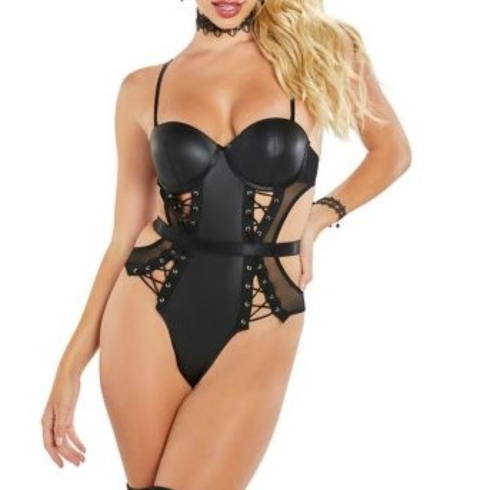 NWOT Bodyrage by Spencer's Black Faux Leather Alt / Goth Plus Size 1X